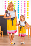 Mom & Me - Glitter Pencil & Notebook Dress | Sparkle in Pink
