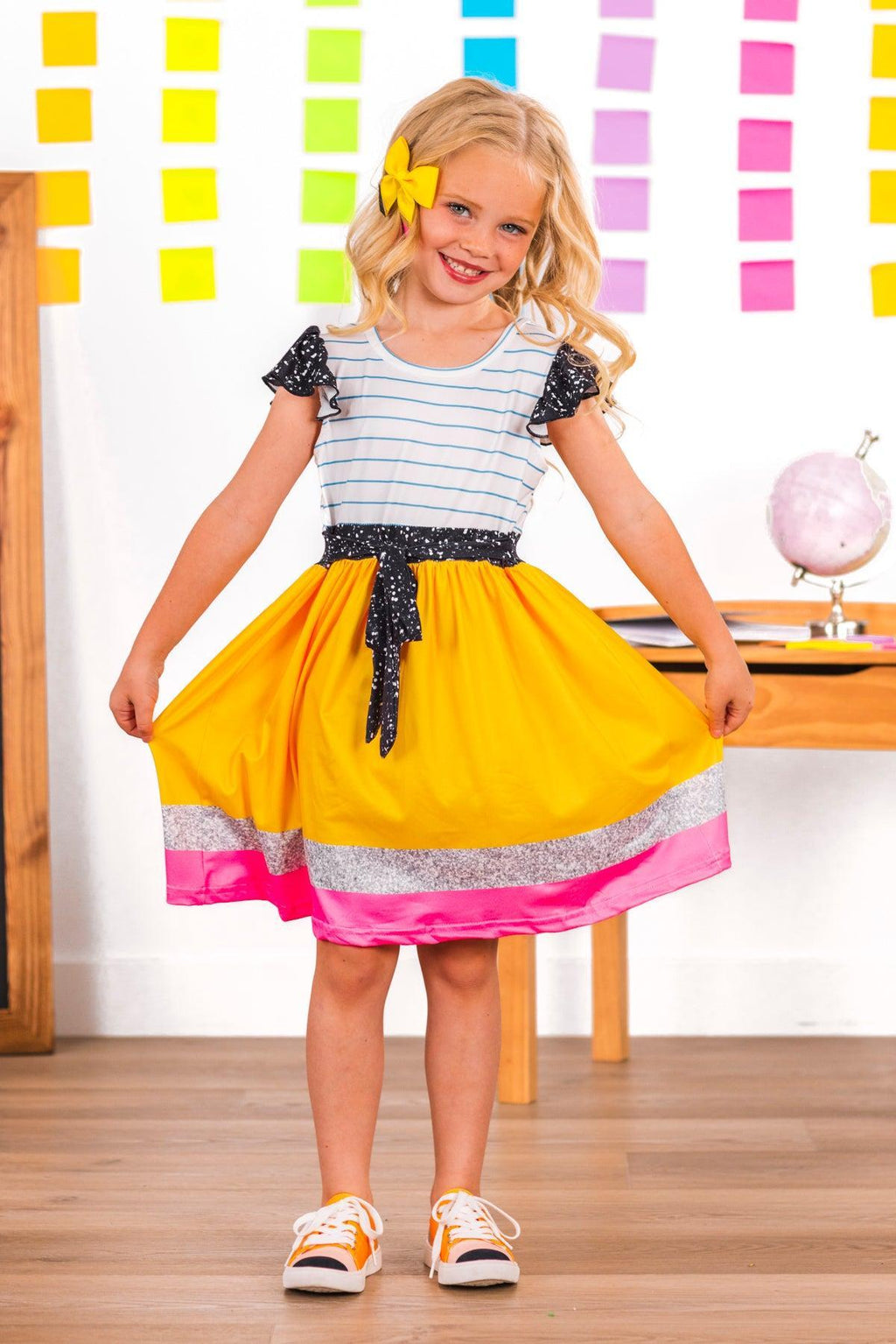 Mom & Me - Glitter Pencil & Notebook Dress | Sparkle in Pink