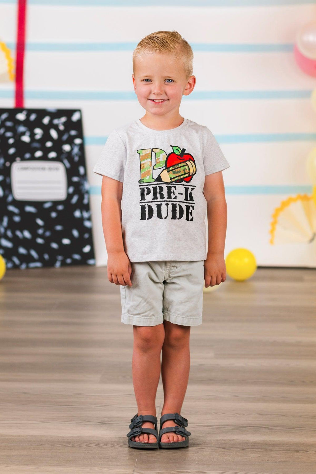 "Pre-K - 3rd Grade Dude" Gray Camo Top | Sparkle in Pink