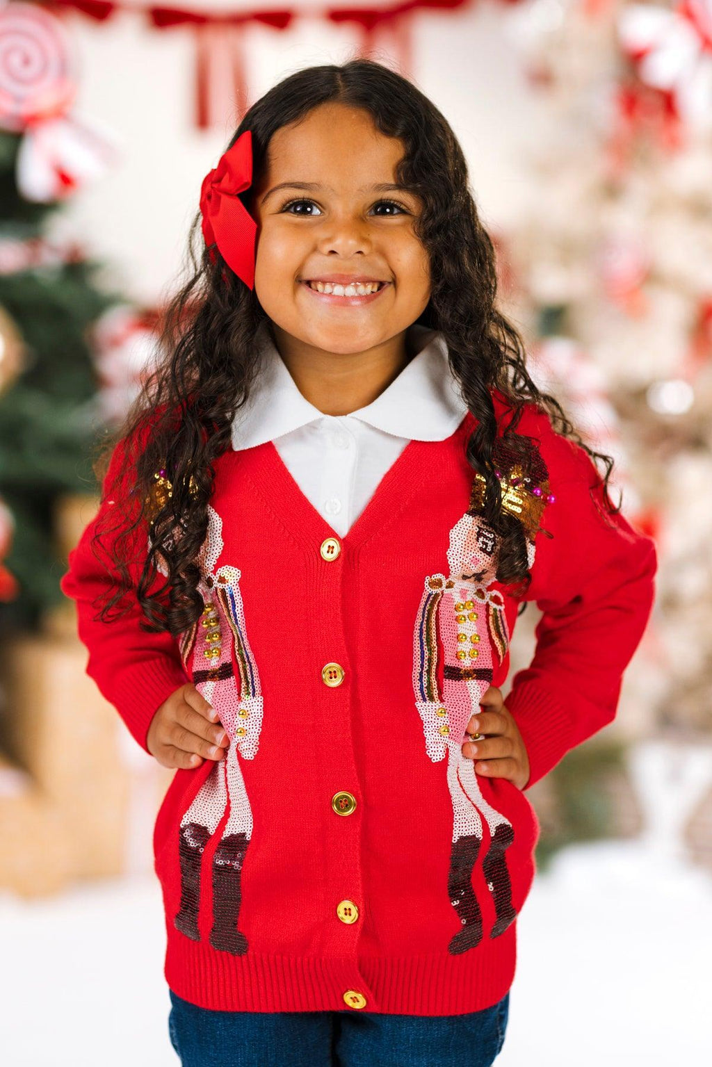 Red Sequin Nutcracker Sweater | Sparkle in Pink