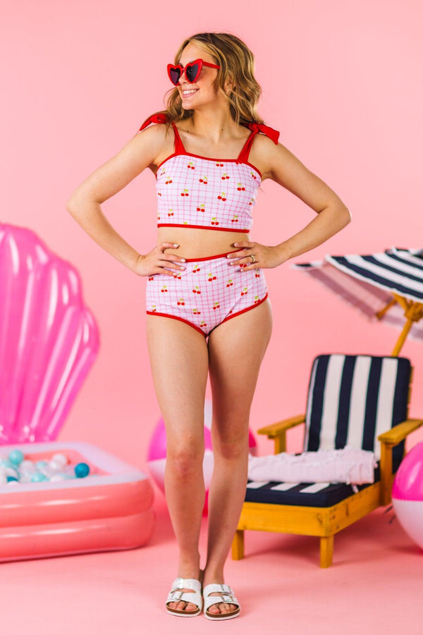 Mom & Me - Pink & Red Cherry Bikini | Sparkle in Pink