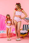 Mom & Me - Pink & Red Cherry Bikini | Sparkle in Pink