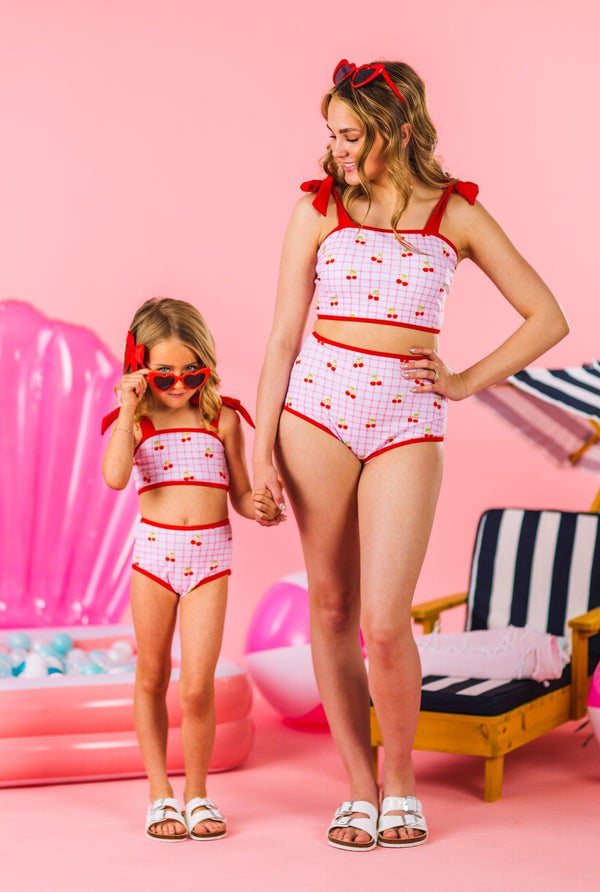 Mom & Me - Pink & Red Cherry Bikini | Sparkle in Pink