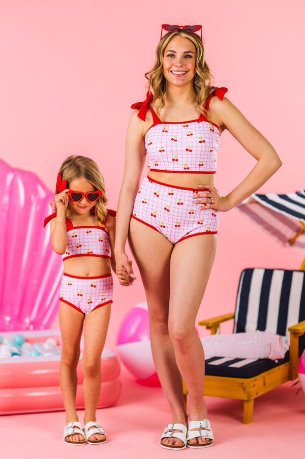 Mom & Me - Pink & Red Cherry Bikini | Sparkle in Pink
