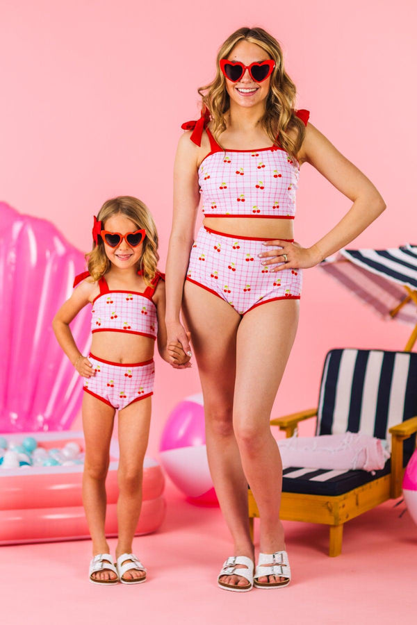 Mom & Me - Pink & Red Cherry Bikini | Sparkle in Pink