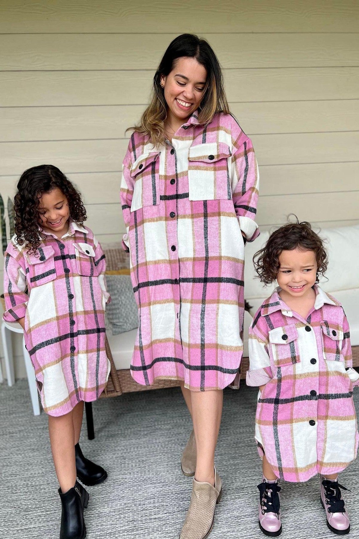 Mom & Me - Pink Plaid Long Flannel Shacket | Sparkle In Pink