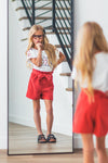 "Hello Pre-K - 6th Grade" Corduroy Short Set - Sparkle in Pink
