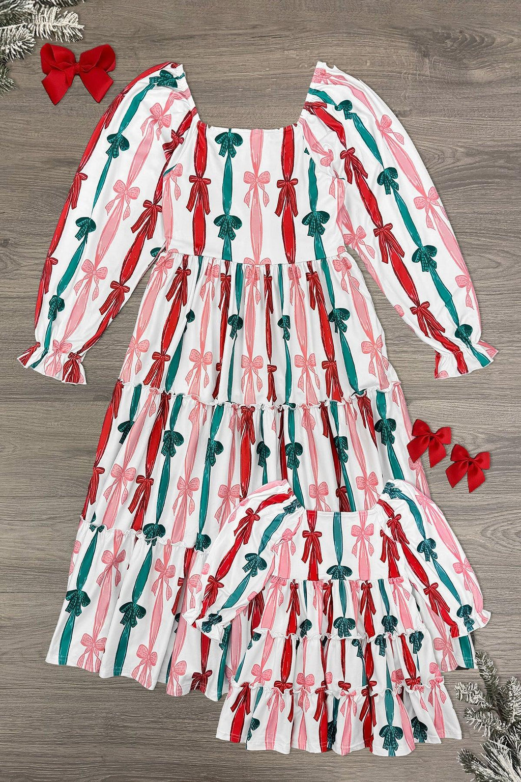 Mom & Me - Christmas Bows Dress | Sparkle in Pink