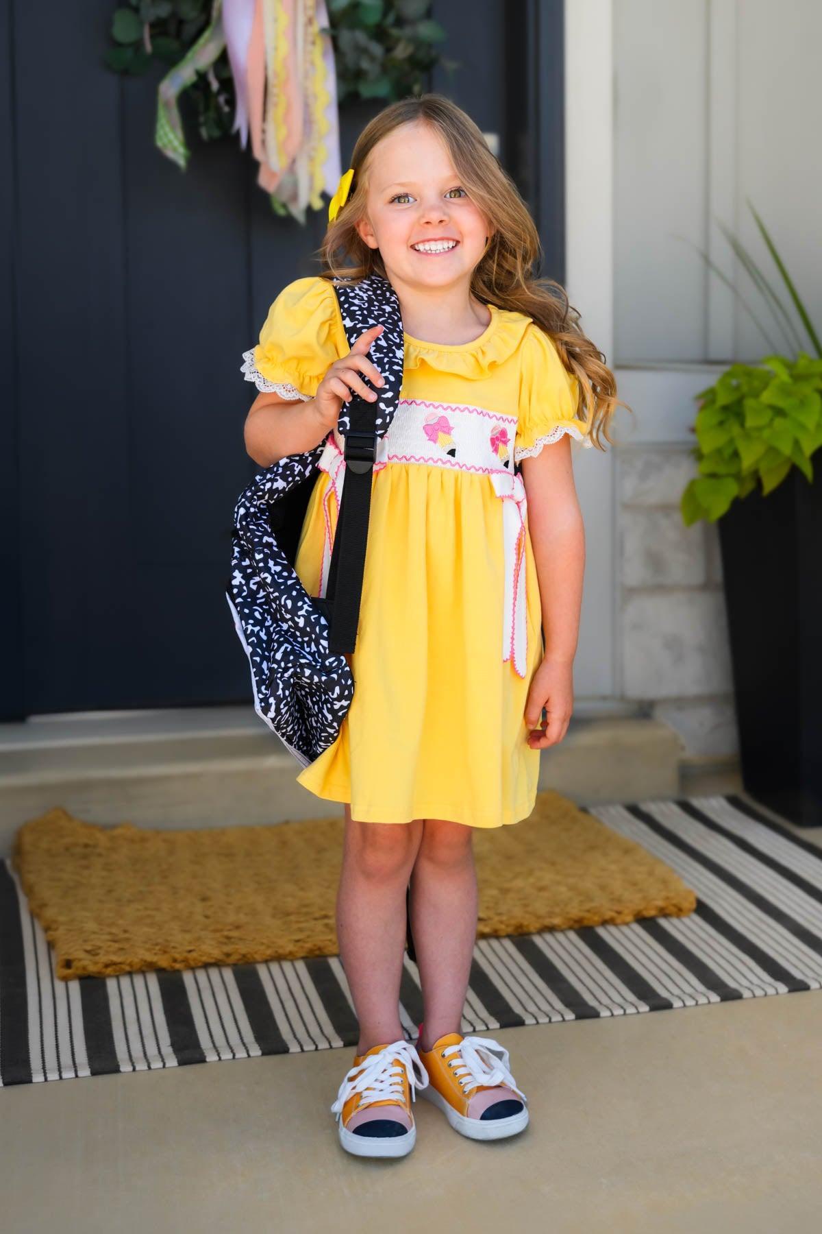 childrens yellow dress Pencil & Bows 5 Pink Satin A-line One instock30plus Size:6-9-months spirited as the child