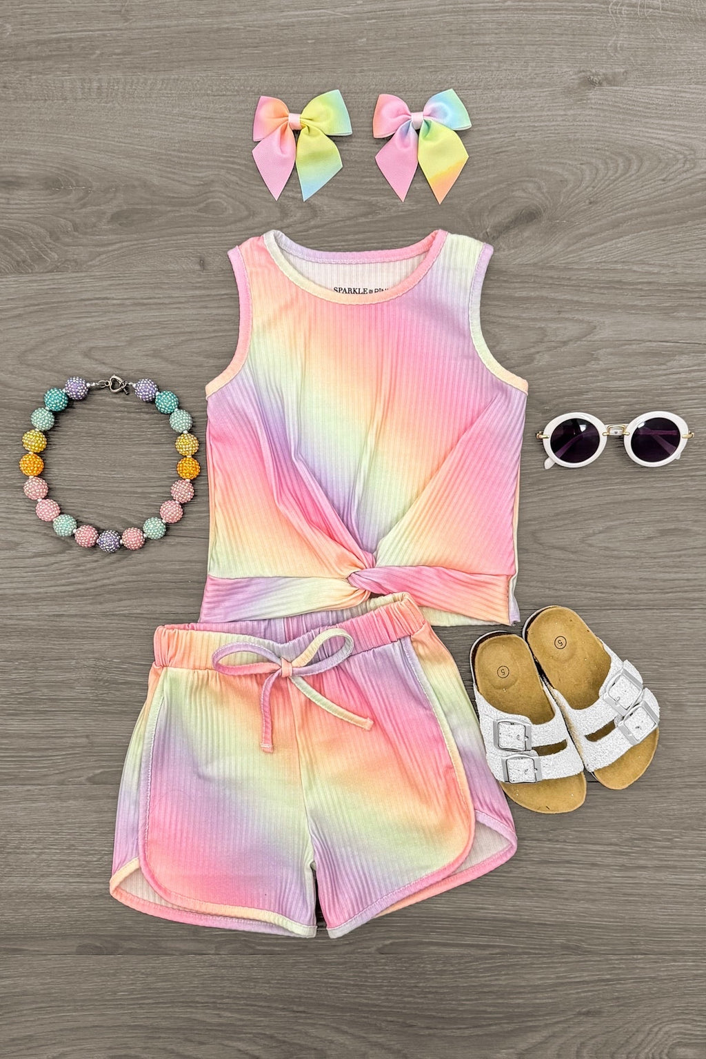Pastel Sunset Tie Dye Short Set | Sparkle in Pink