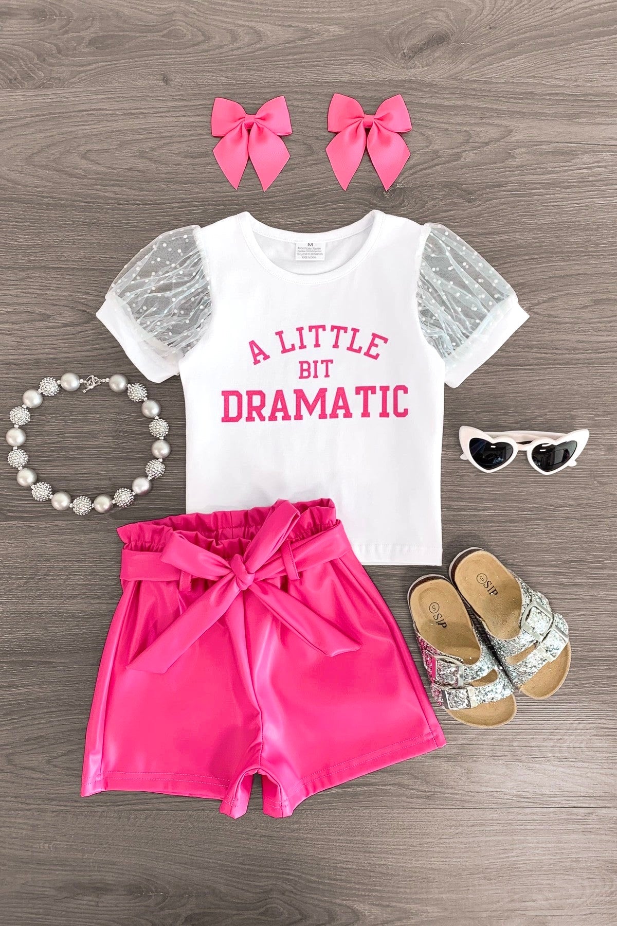 "A Little Bit Dramatic" Pink Pleather Short Set - Sparkle in Pink