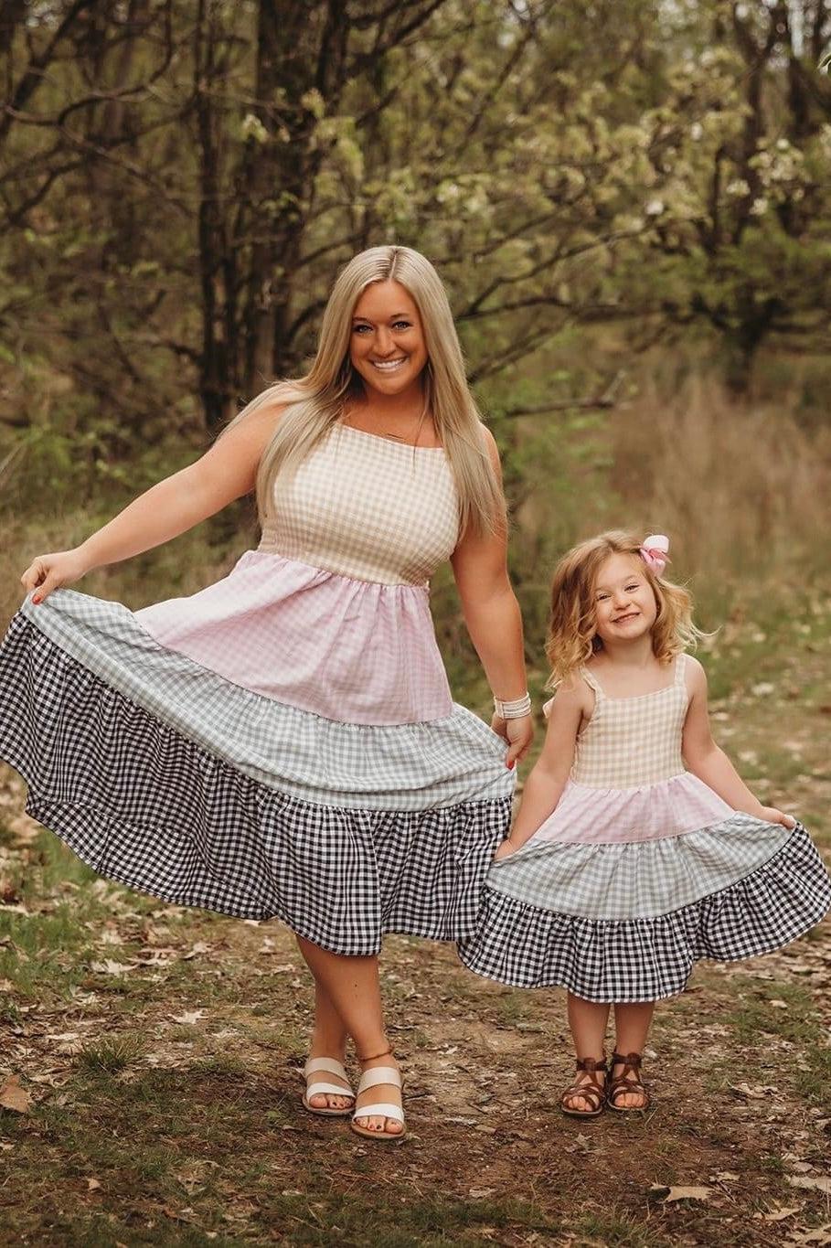 Mom & Me - Pastel Gingham Dress - Sparkle in Pink