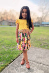 Mustard & Green Floral Dress - Sparkle in Pink