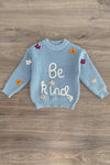 "Be Kind" Blue Floral Knit Sweater | Sparkle in Pink