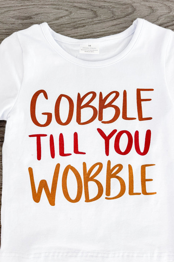 "Gobble Till You Wobble" Cardigan Skirt Set - 3 Piece | Sparkle in Pink