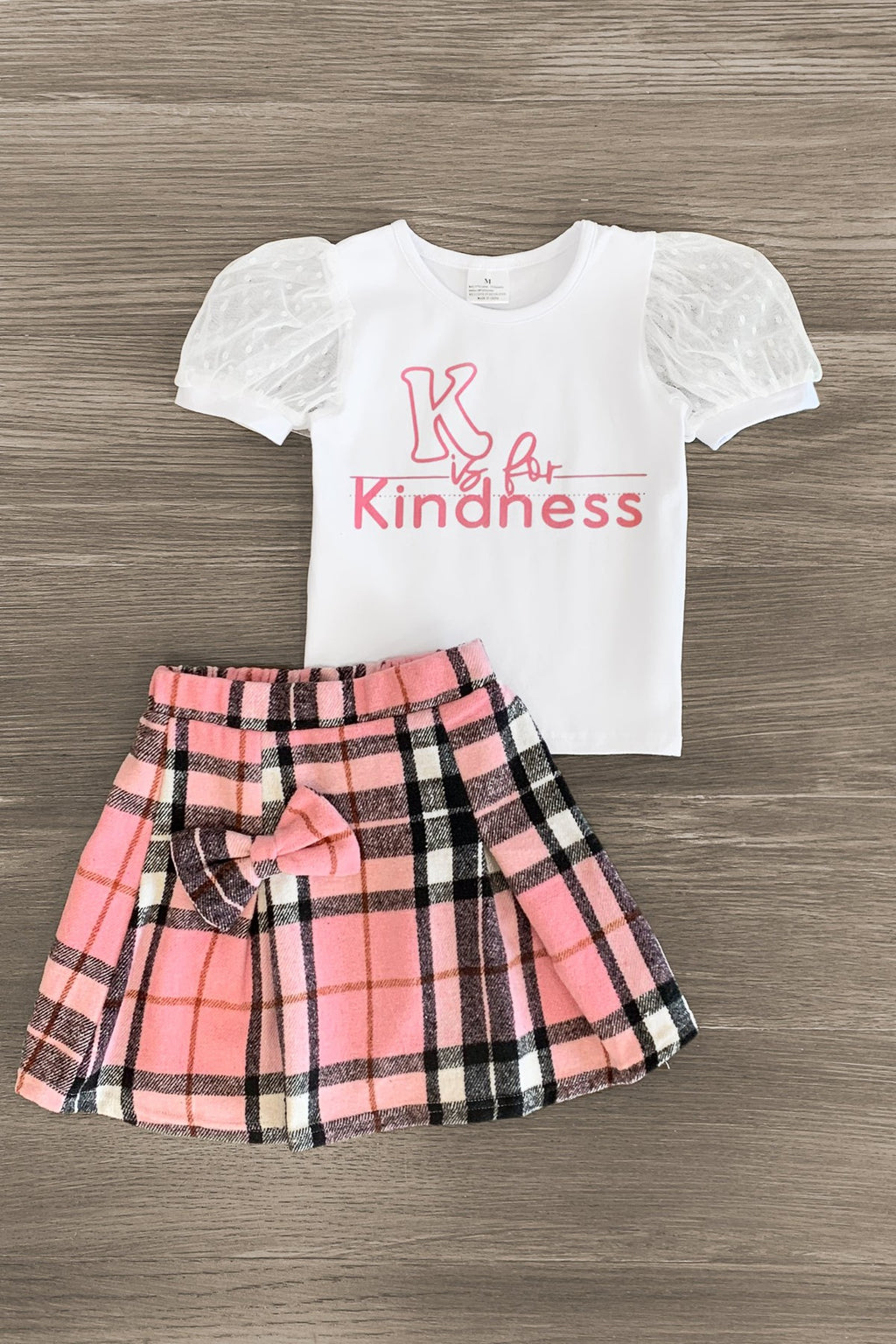 "K Is For Kindness" Pink Flannel Skirt Set - Sparkle in Pink