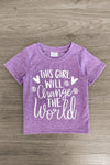 "This Girl Will Change The World" Denim Short Set - Sparkle in Pink