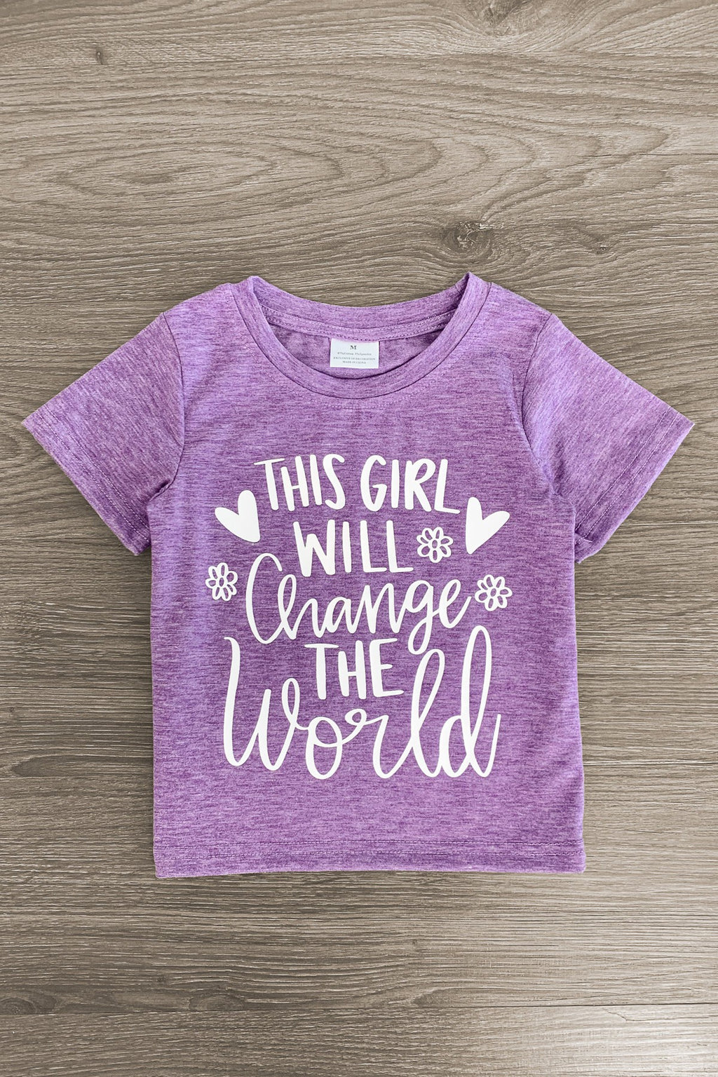 "This Girl Will Change The World" Denim Short Set - Sparkle in Pink