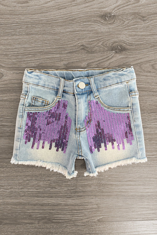"This Girl Will Change The World" Denim Short Set - Sparkle in Pink