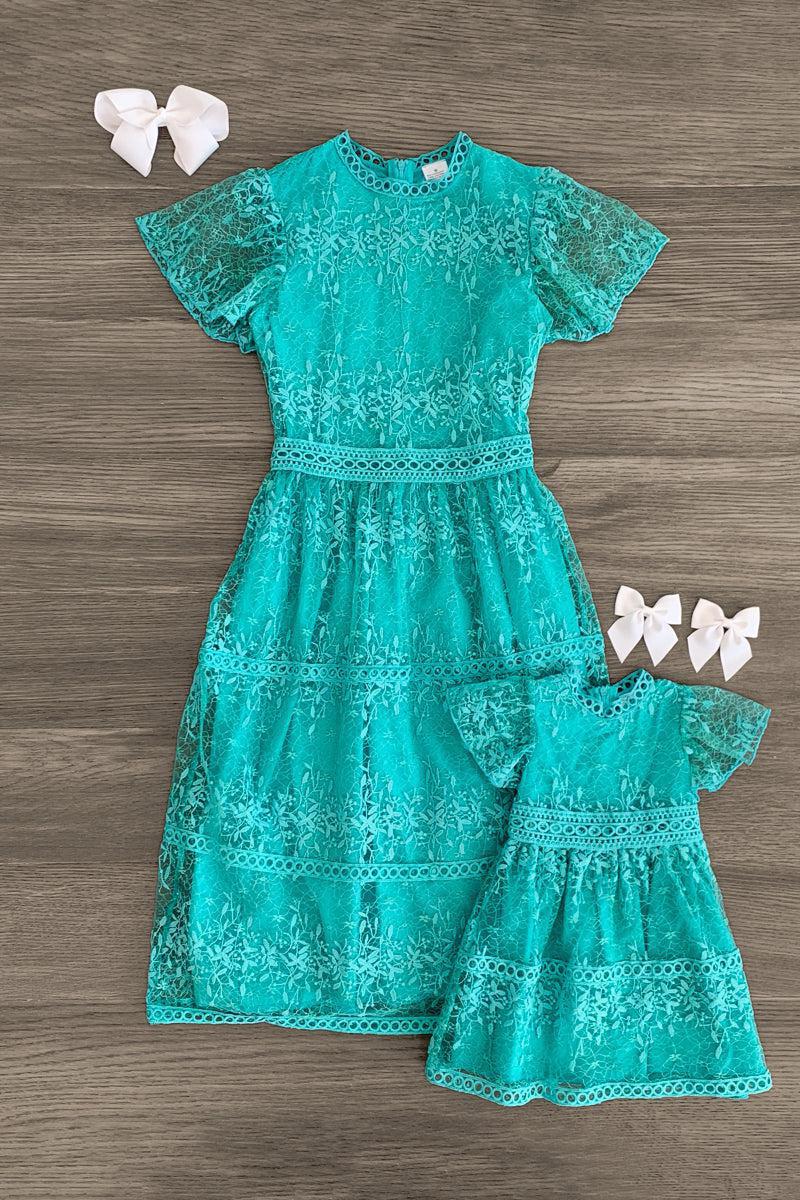 Mom & Me - Lace Dress Turquoise / CHILD-Large-5T Mom & Me - Lace Dress Turquoise / CHILD-Large-5T