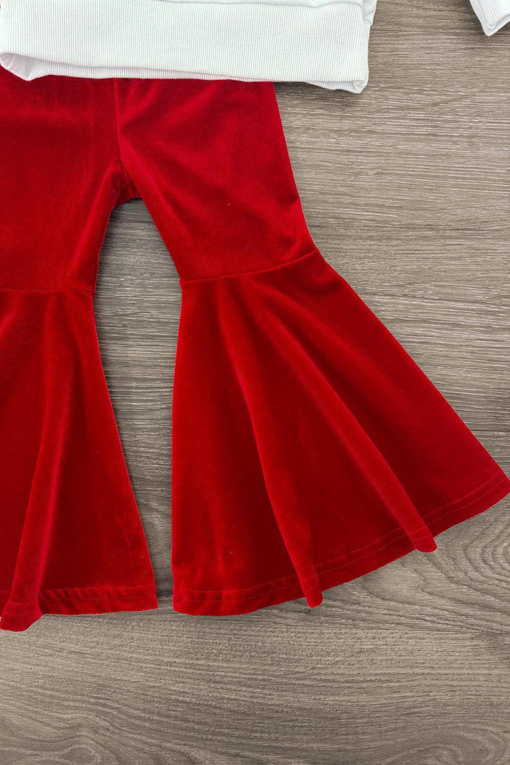 "Merry" Red Velvet Bell Bottom Set | Sparkle in Pink