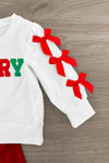 "Merry" Red Velvet Bell Bottom Set | Sparkle in Pink