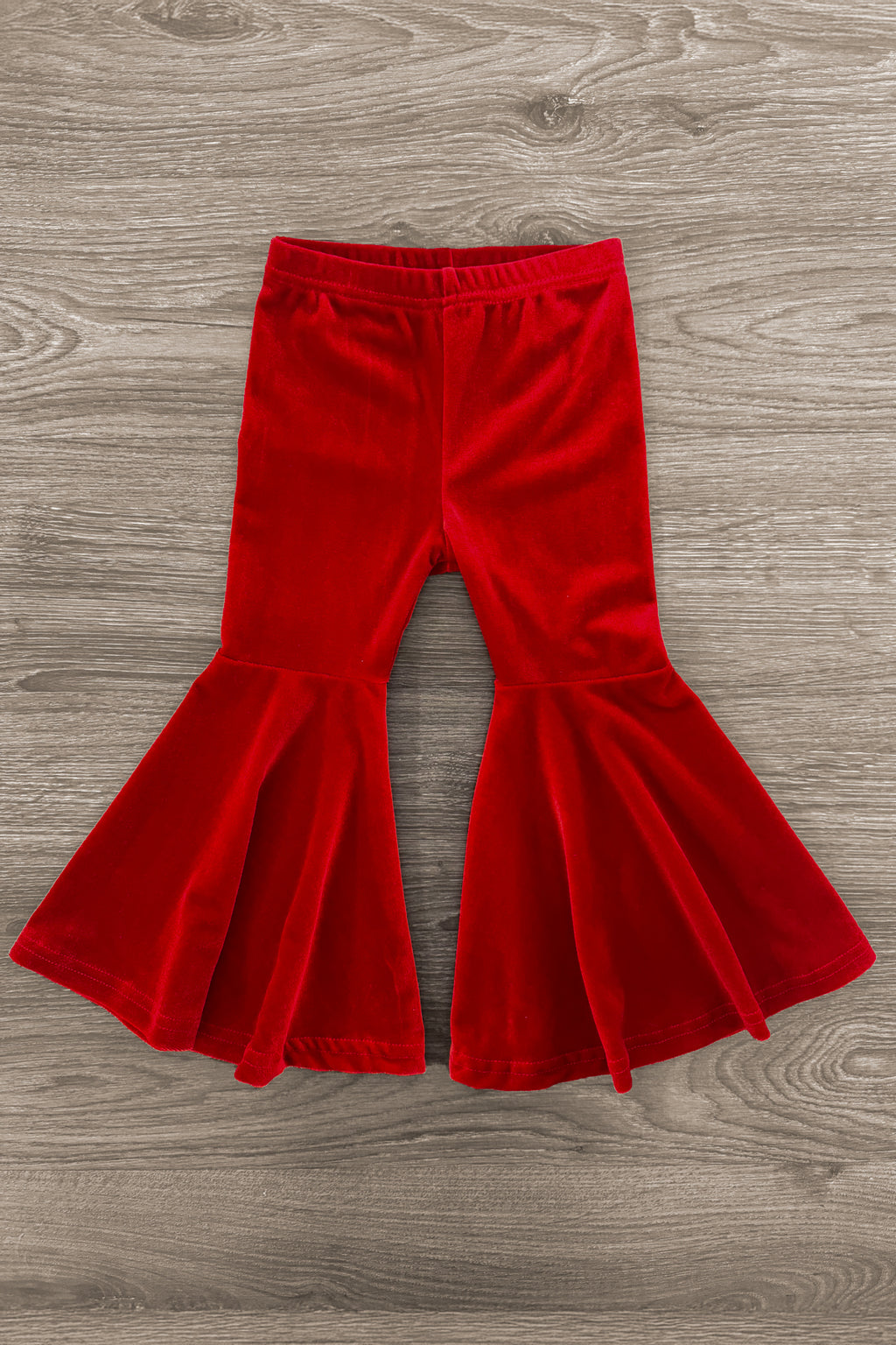 "Merry" Red Velvet Bell Bottom Set | Sparkle in Pink