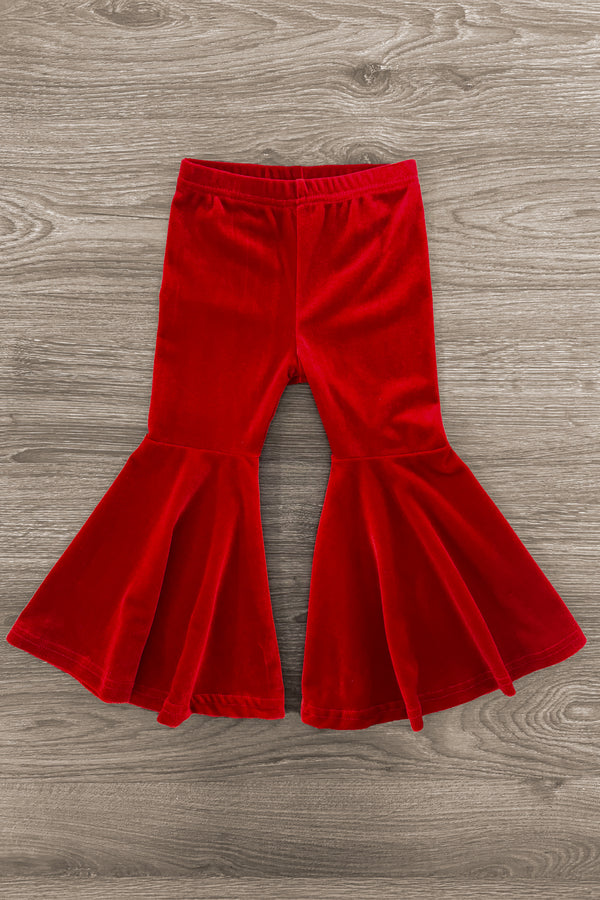 "Merry" Red Velvet Bell Bottom Set | Sparkle in Pink