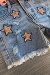 "Let's Rodeo" Sequin Star Denim Short Set | Sparkle in Pink
