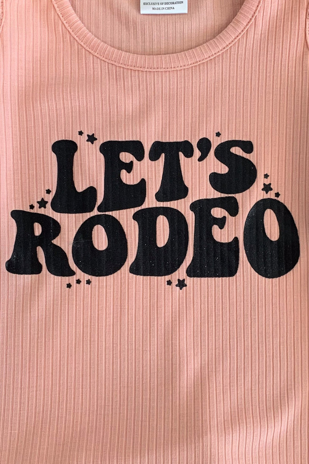 "Let's Rodeo" Sequin Star Denim Short Set | Sparkle in Pink