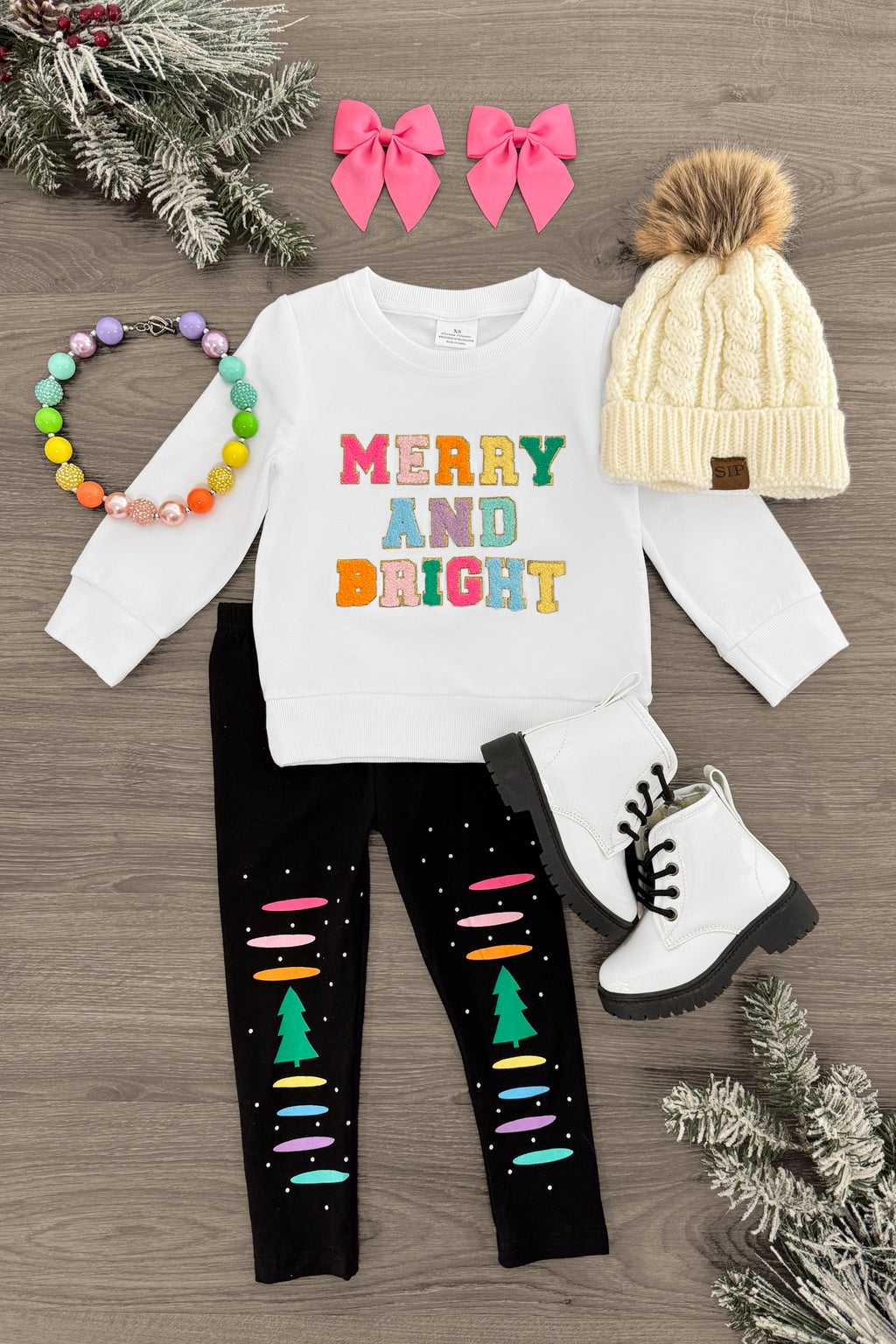 "Merry And Bright" Legging Set | Sparkle in Pink