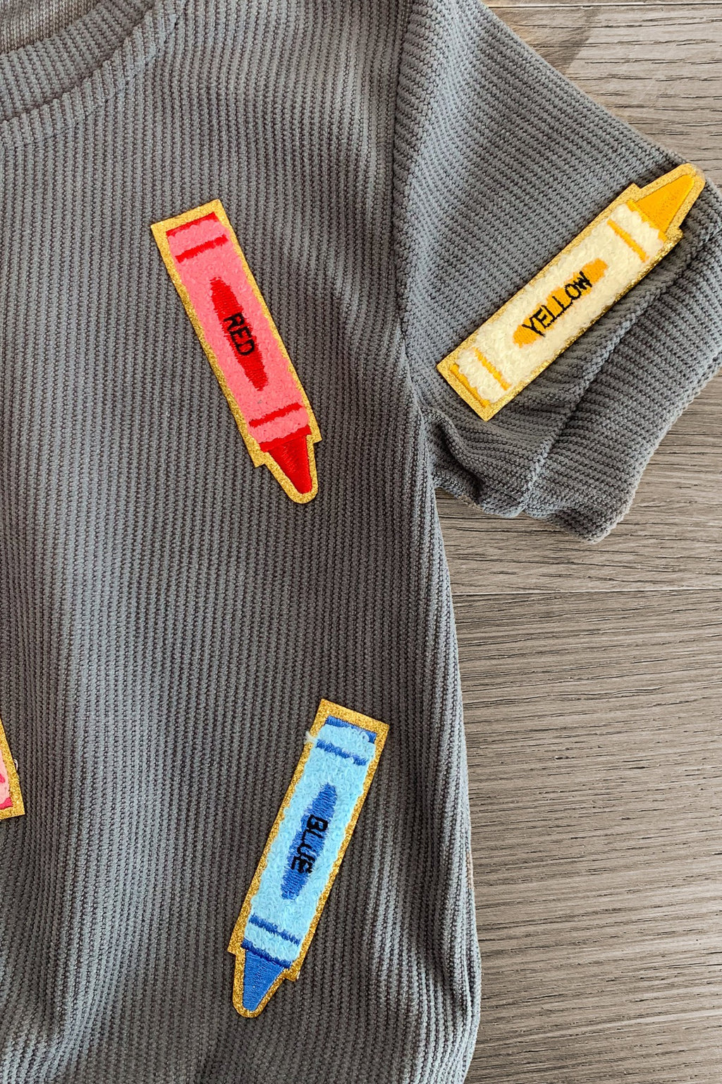 Mom & Me - Gray Corduroy Crayon Top | Sparkle in Pink