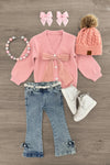 Bows & Pearls Flare Denim Jeans | Sparkle in Pink