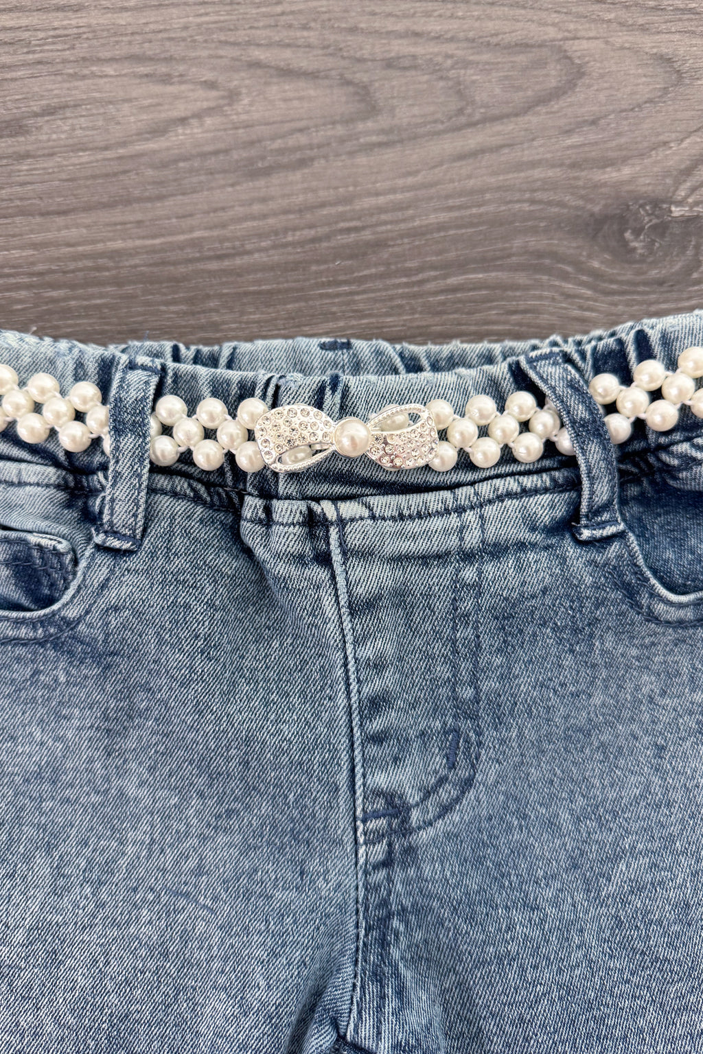 Bows & Pearls Flare Denim Jeans | Sparkle in Pink