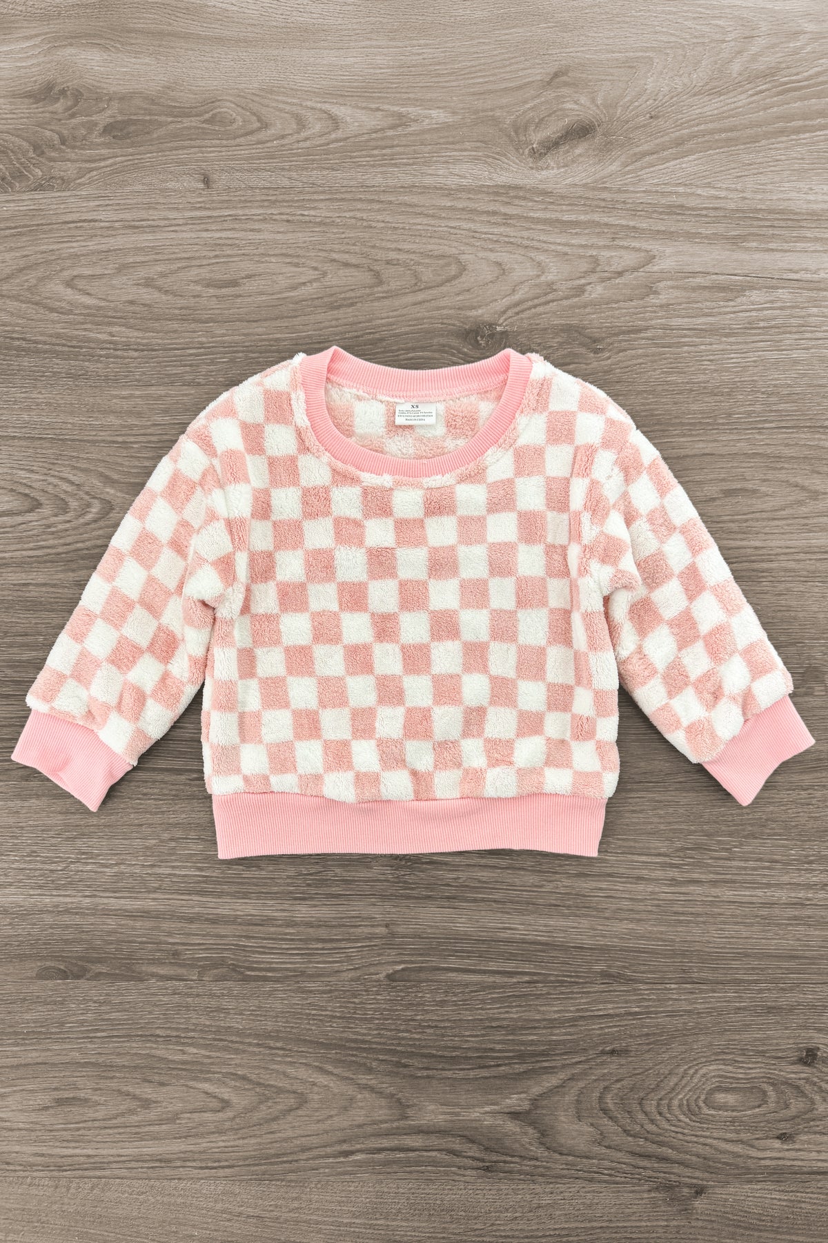 Pink And White Checkered Sweater Fuzzy Pink Houndstooth Checkered