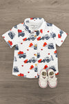 Tractor & Hearts Button Down | Sparkle in Pink
