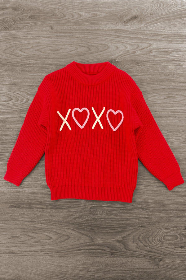 "XOXO" Red Knit Sweater | Sparkle in Pink