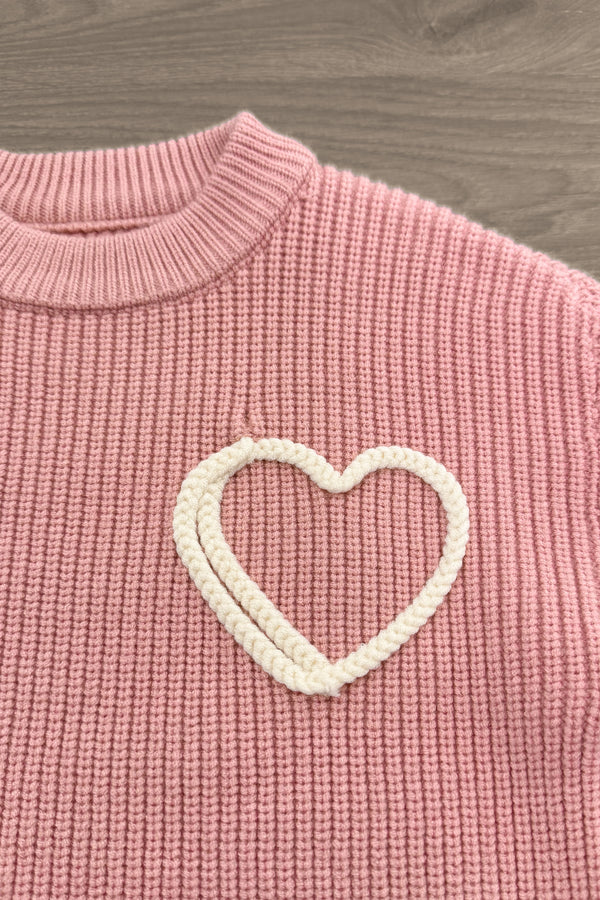 Heart Knit Sweater - Boy or Girl | Sparkle in Pink