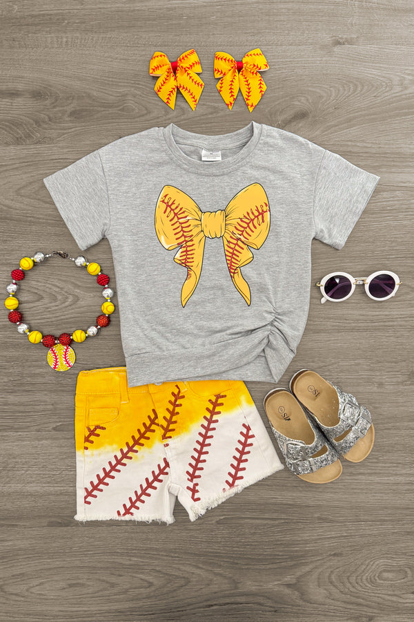 Softball Ombre Denim Short Set | Sparkle in Pink