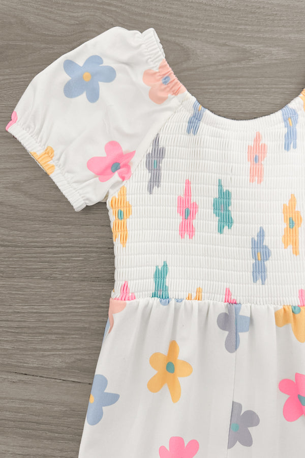 White Colorful Flower Jumpsuit | Sparkle in Pink