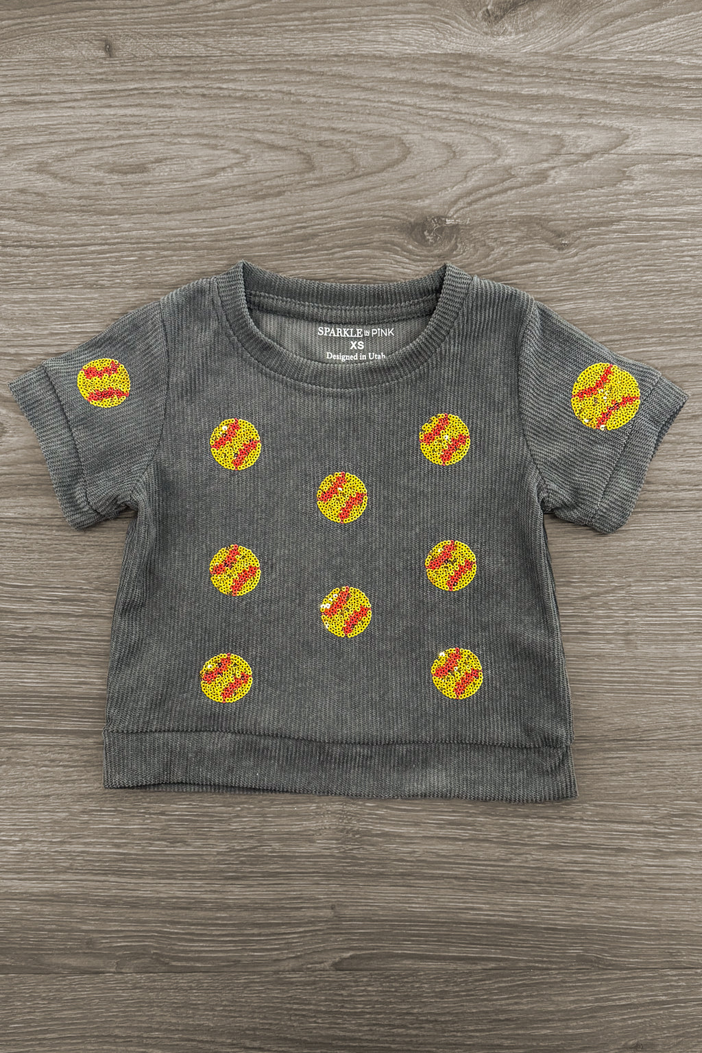 Mom & Me - Gray Sequin Softball Top | Sparkle in Pink