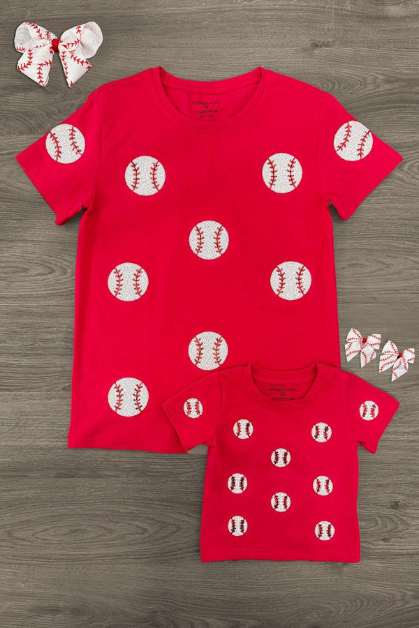 Mom & Me - Red Sequin Baseball Top | Sparkle in Pink