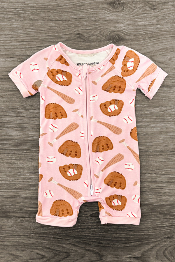 Pink Bamboo Baseball Onesie | Sparkle in Pink