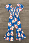 Blue Baseball Heart Jumpsuit | Sparkle in Pink