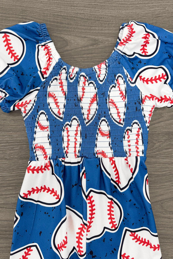 Blue Baseball Heart Jumpsuit | Sparkle in Pink