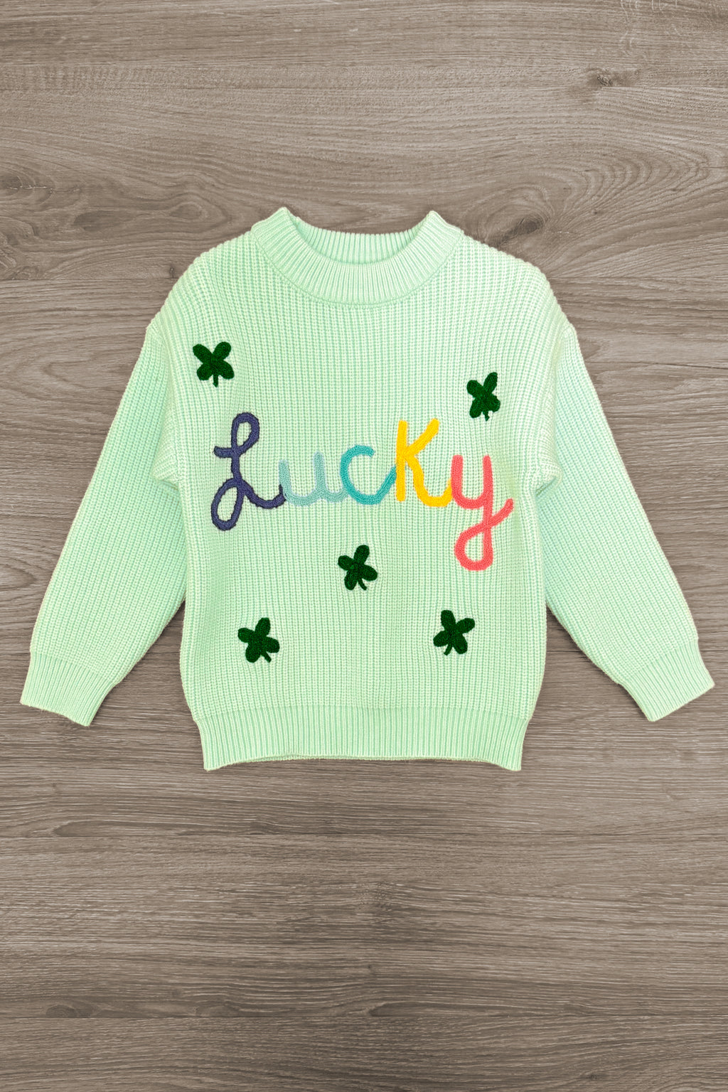 "Lucky" Mint Knit Sweater | Sparkle in Pink
