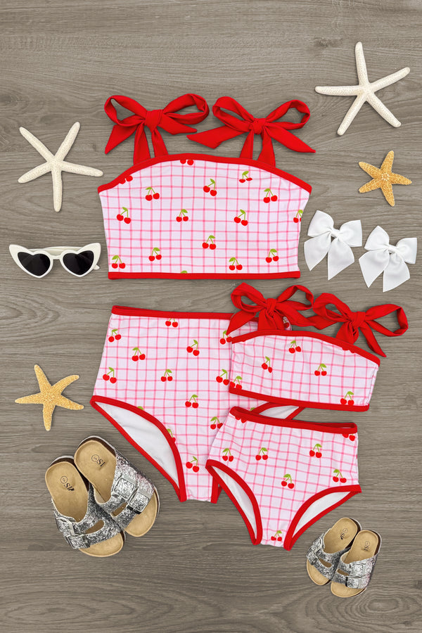 Mom & Me - Pink & Red Cherry Bikini | Sparkle in Pink