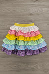 "Bday Girl" Rainbow Ruffle Sequin Skirt Set | Sparkle in Pink