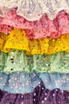 "Bday Girl" Rainbow Ruffle Sequin Skirt Set | Sparkle in Pink