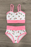 Mom & Me - Pink & White Ribbed Rose Bikini | Sparkle in Pink